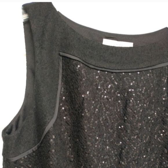 NWT LOFT Wool Blend Black Sequin Sleeveless Dress, size 14 - Picture 5 of 12